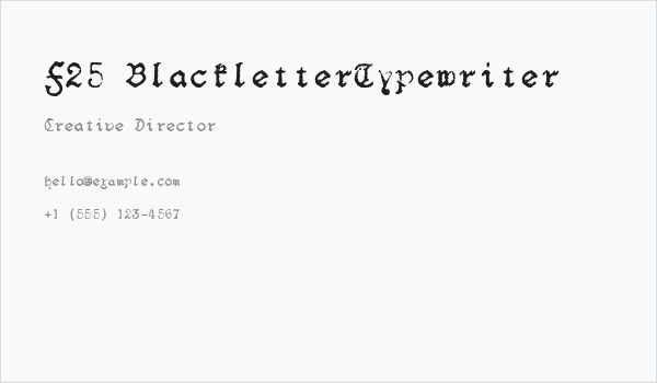 F25 BlackletterTypewriter Business Card
