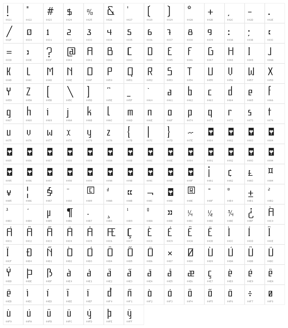 f1SecuenciaQuad-ffp Character Map