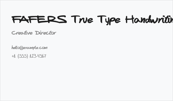 FAFERS True Type Handwriting Font Business Card