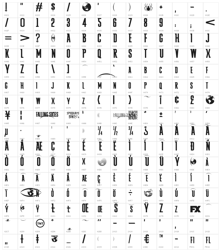 FALLING SKIES Character Map