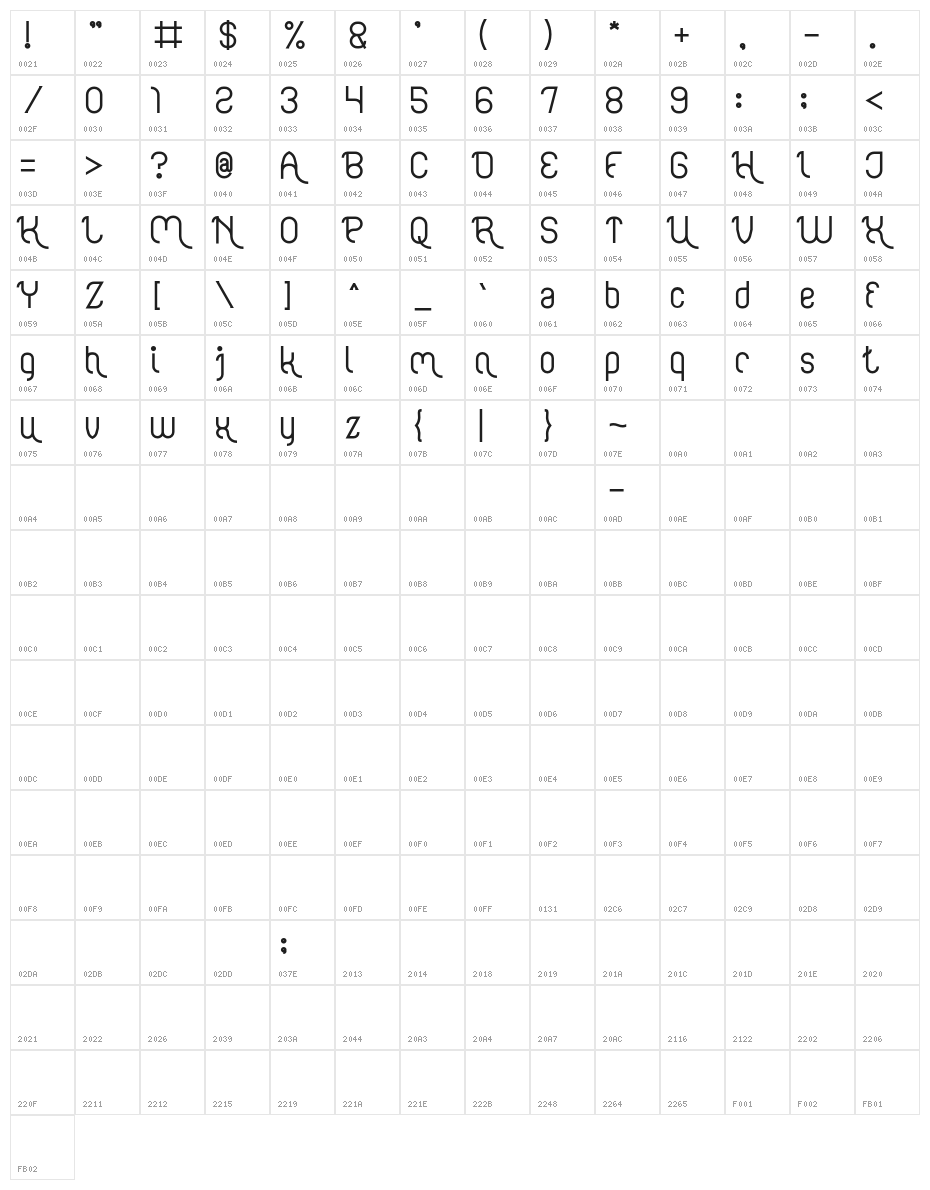 FALLINGINLOVE-Bold Character Map