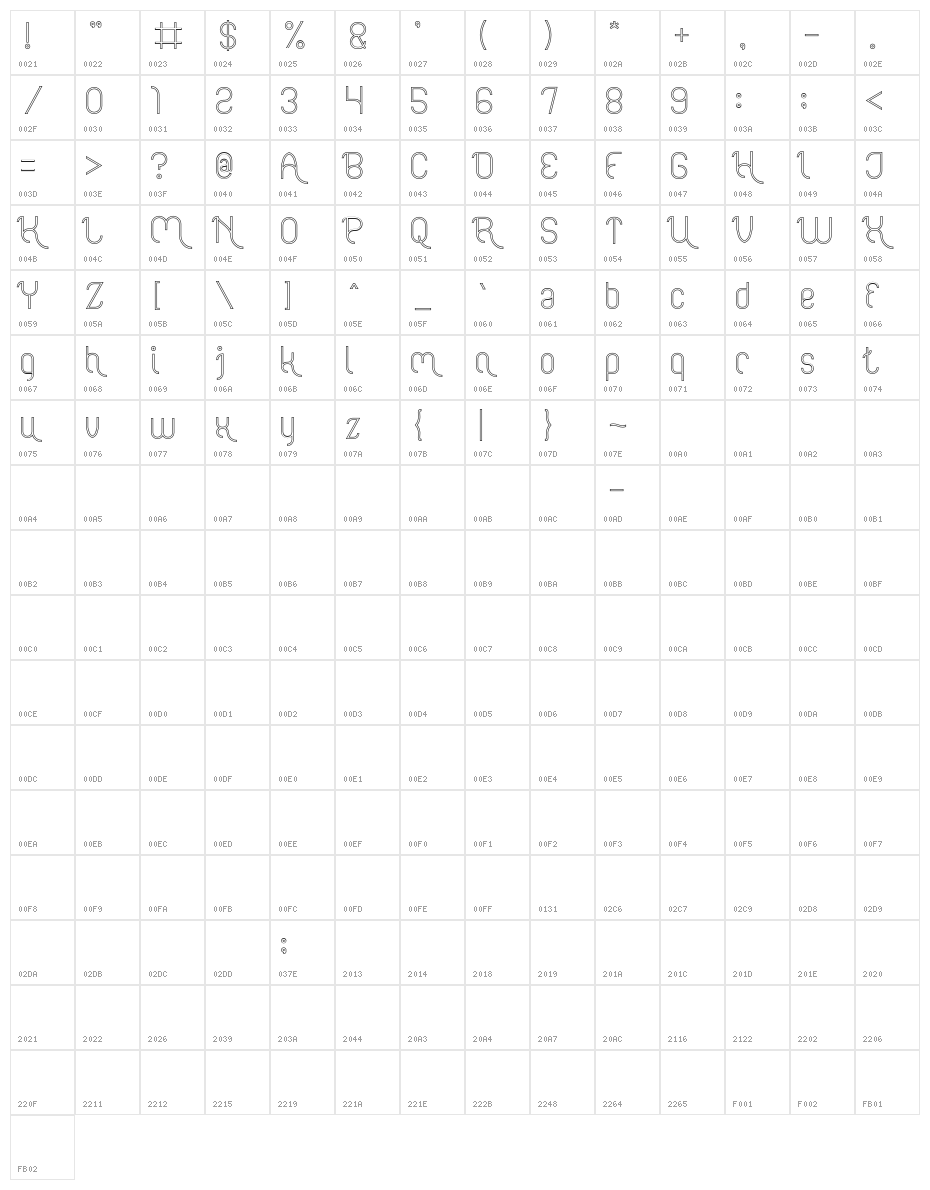 FALLINGINLOVEHollow Character Map