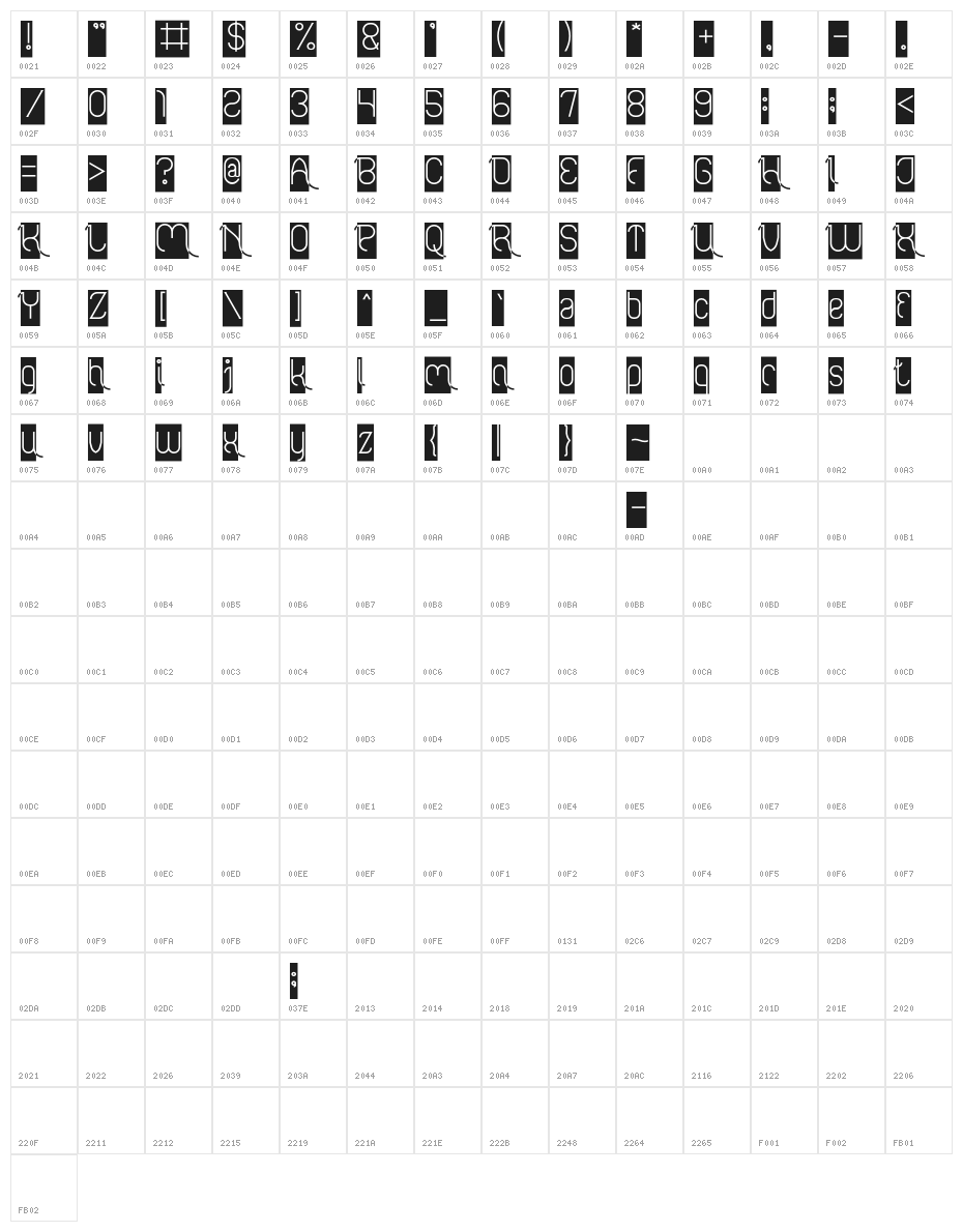 FALLINGINLOVEInverse Character Map