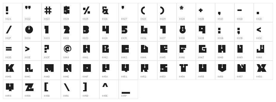 FATSINI Character Map