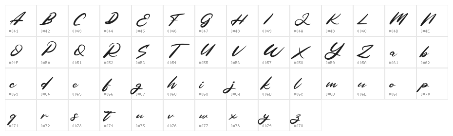Fabela FREE Character Map