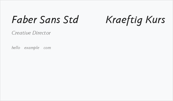 Faber Sans Std 66 Kraeftig Kurs Business Card