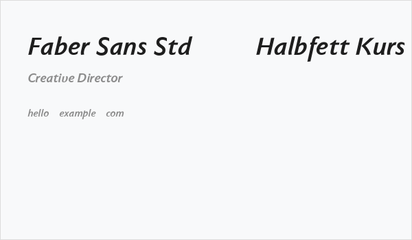 Faber Sans Std 76 Halbfett Kurs Business Card