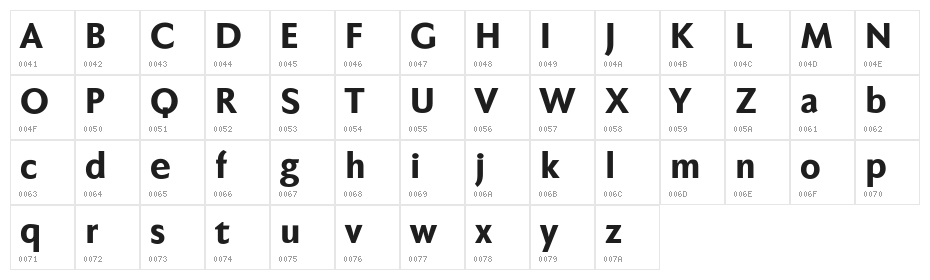 Faber Sans Std 85 Schwer Character Map