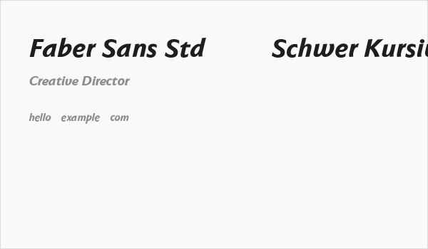Faber Sans Std 86 Schwer Kursiv Business Card