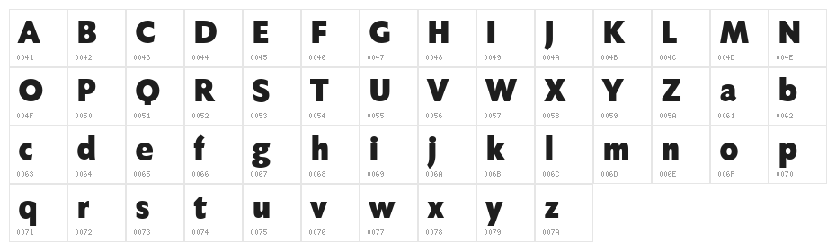 Faber Sans Std 95 Fett Character Map