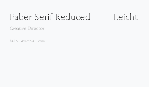 Faber Serif Reduced 45 Leicht Business Card