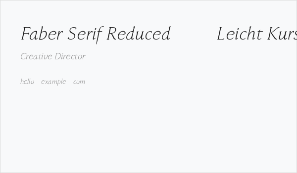 Faber Serif Reduced 46 Leicht Kurs Business Card