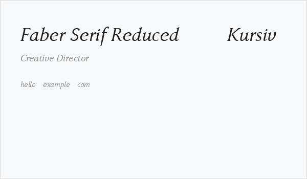 Faber Serif Reduced 56 Kursiv Business Card