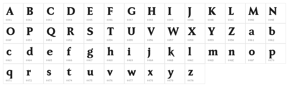 Faber Serif Reduced 85 Schwer Character Map