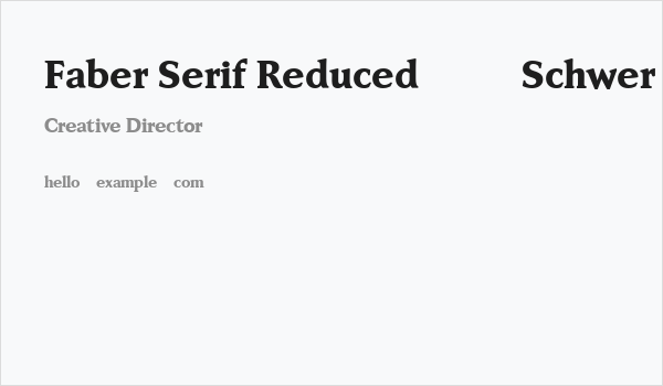 Faber Serif Reduced 85 Schwer Business Card