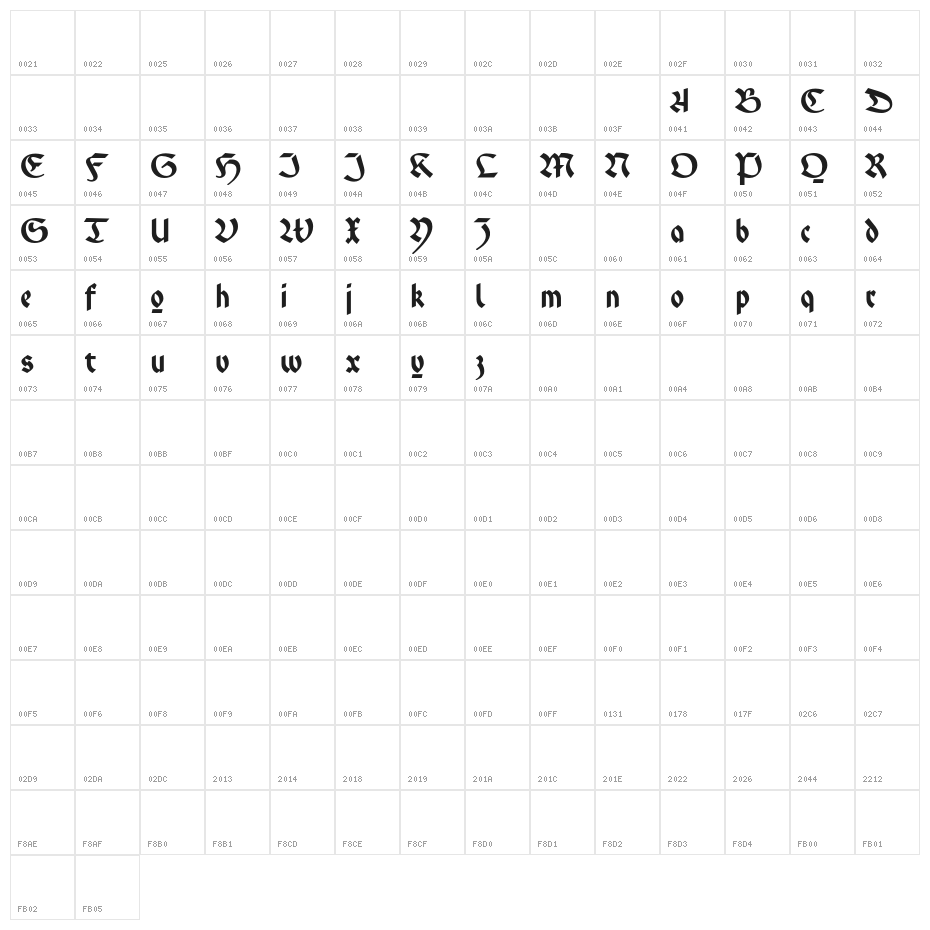 FaberFraktur-Halbfettreduced Character Map