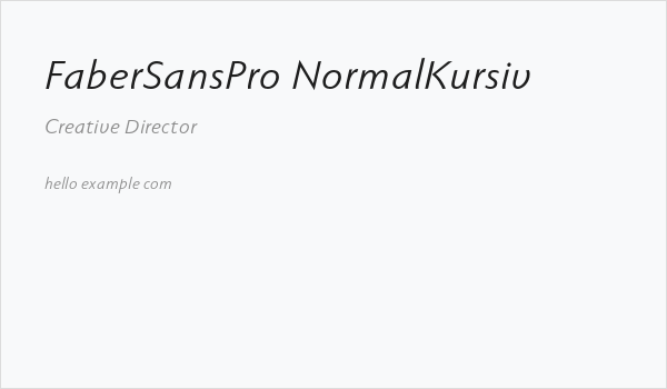 FaberSansPro-NormalKursiv Business Card