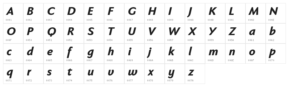 FaberSansStd-86SchwerKursiv Character Map
