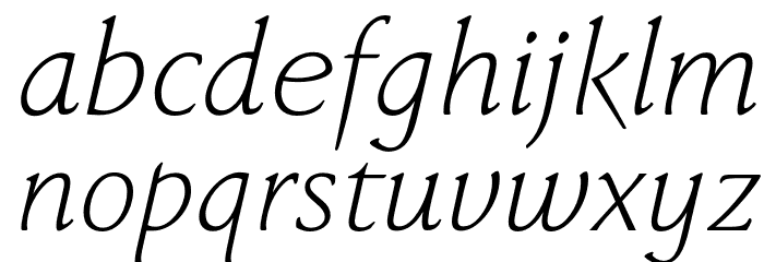 FaberSerifReduced-46LeichtKursiv Font LOWERCASE