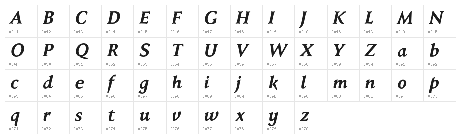 FaberSerifReduced-76HalbfettKurs Character Map