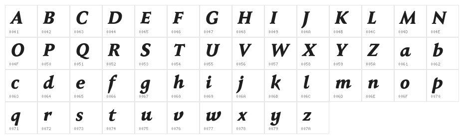 FaberSerifReduced-86SchwerKursiv Character Map