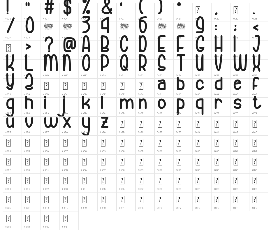 Fabiano Armando Bold Character Map
