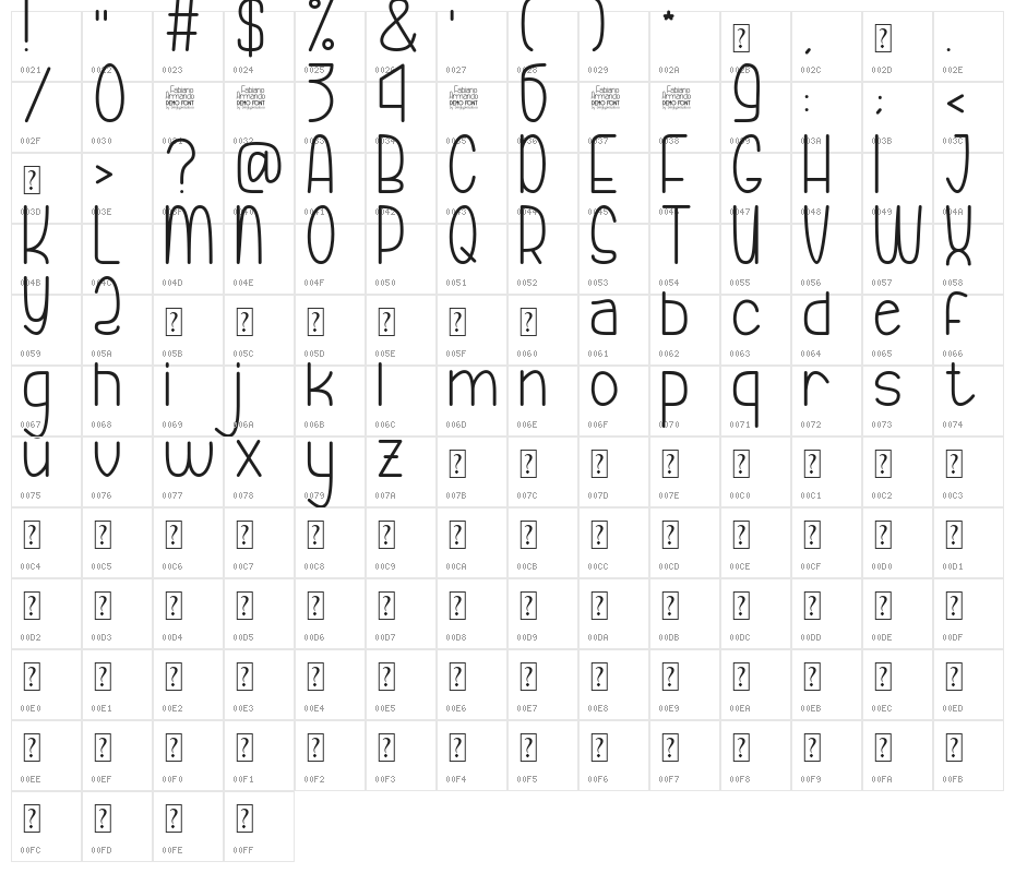 Fabiano Armando Extra Light Character Map