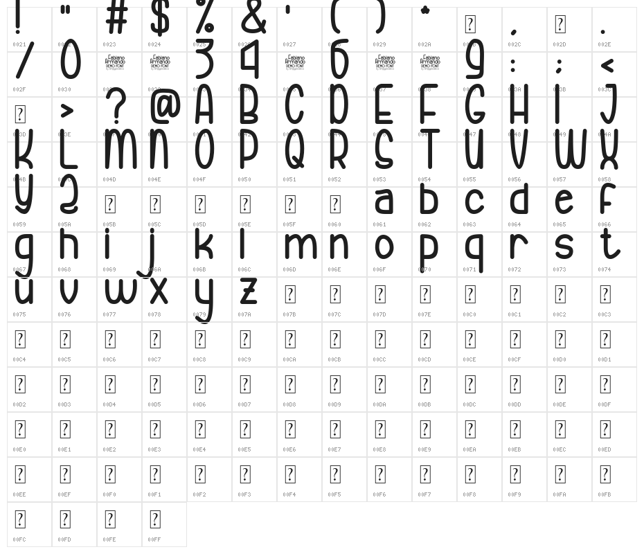 Fabiano Armando Semi Bold Character Map