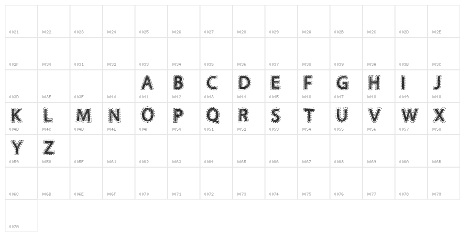 Fabrics Regular Character Map