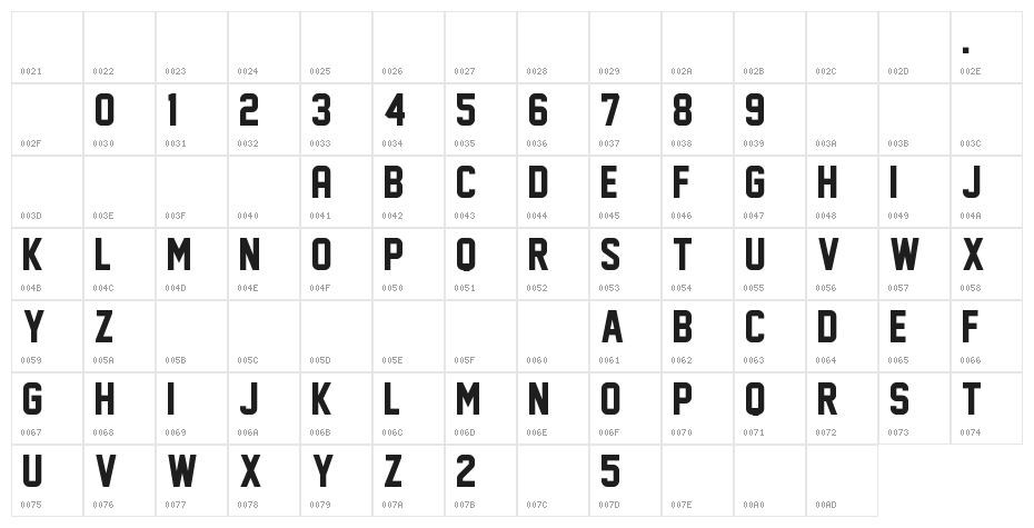 Face Off M54 Character Map