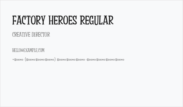 Factory Heroes Regular Business Card