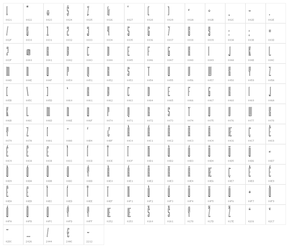 Facunda-RegularShadow Character Map