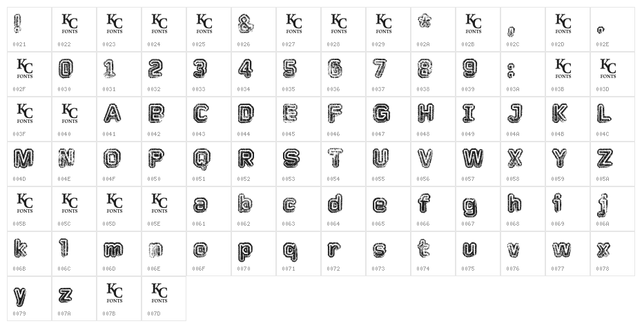 Faded Memory Character Map