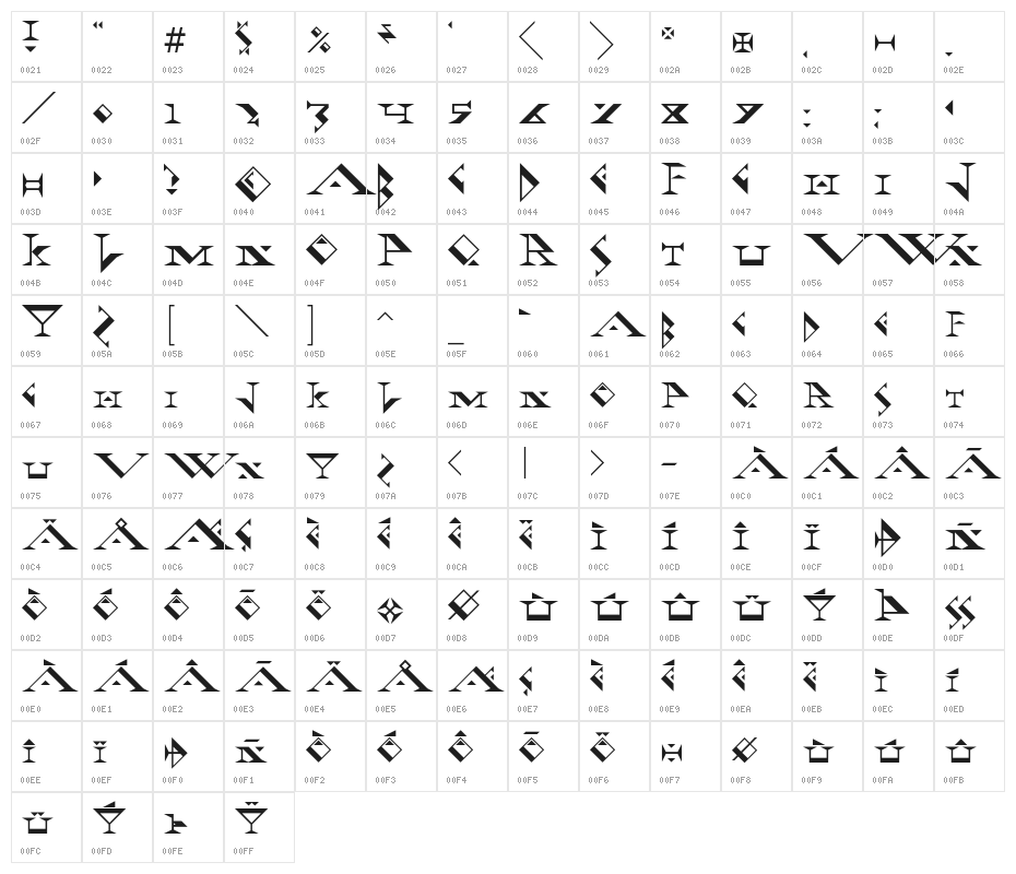 Fadgod-Regular Character Map