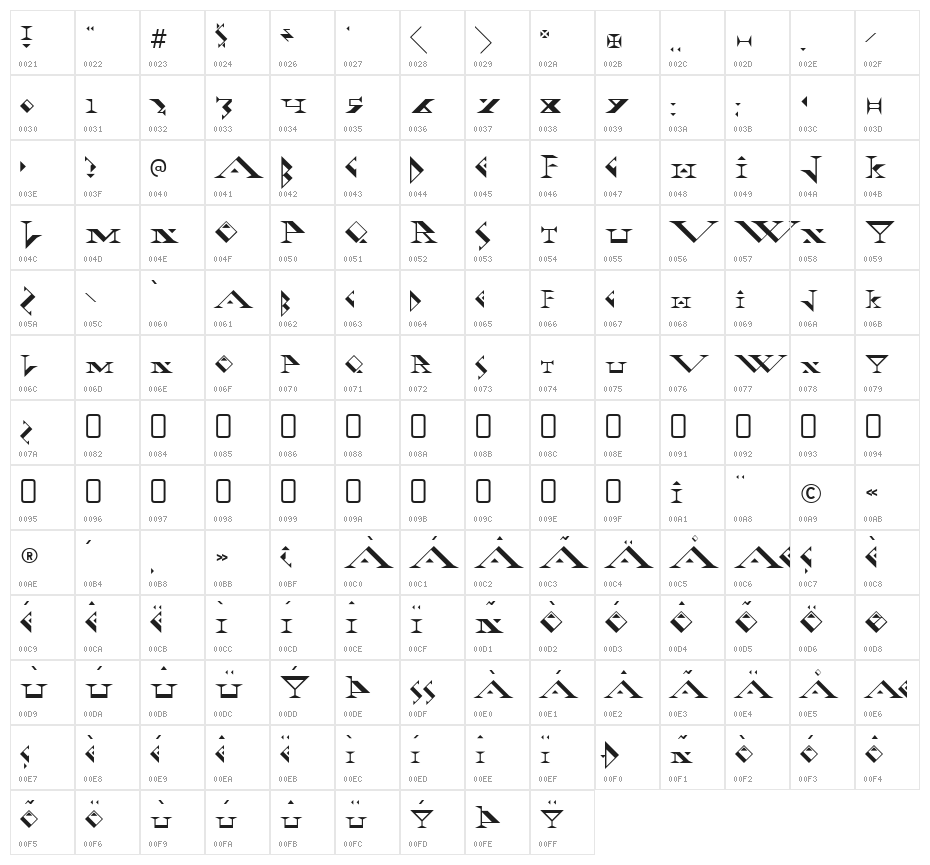 Fadgod-Regular Character Map