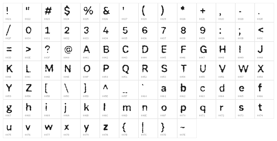 FaggottPinStrada-Normal Character Map