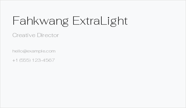 Fahkwang ExtraLight Business Card