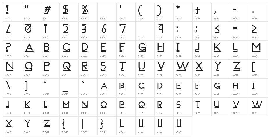 FailedFont 1   Linemorph Character Map