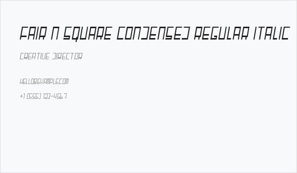 Fair N Square Condensed Regular Italic Business Card