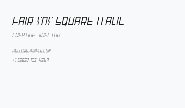 Fair 'N' Square Italic Business Card