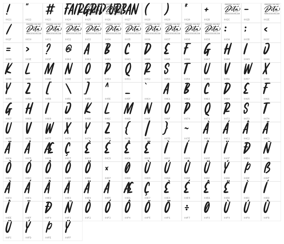 Fairgrid Urban Personal Use Character Map