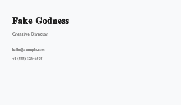 Fake Godness Business Card