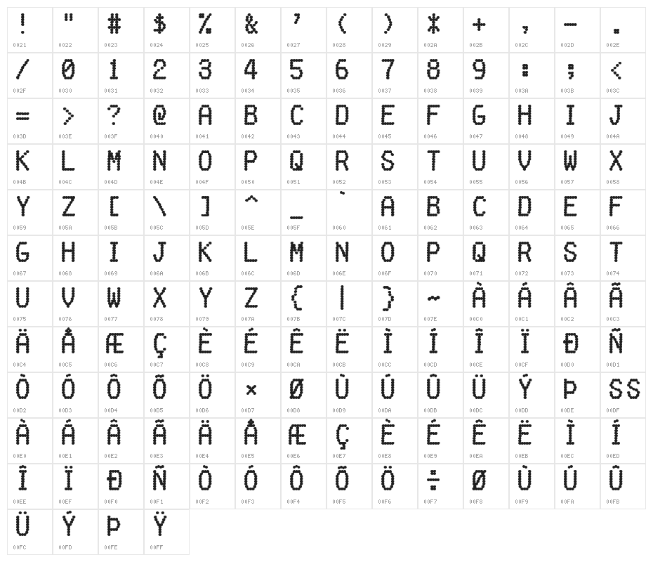 FakeReceipt-Regular Character Map