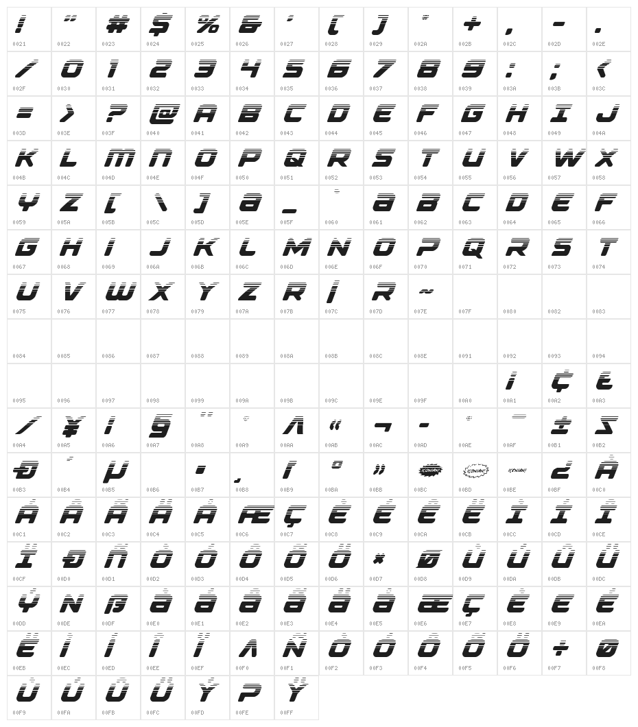 Falcon Punch Halftone Character Map