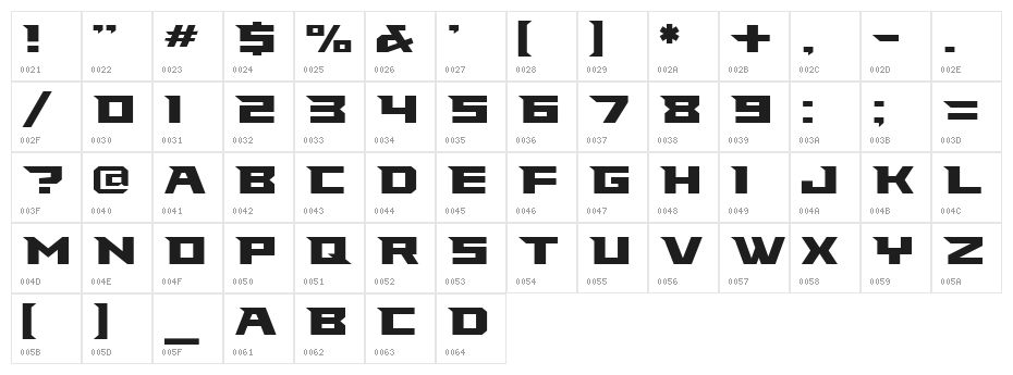 FalconsFont Character Map
