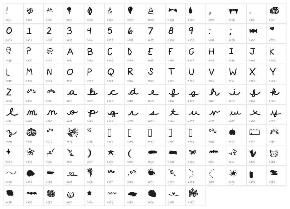 Fall_Doodles Character Map