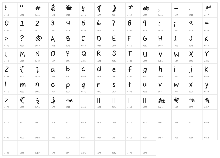 Fall_n_Cozzy Character Map