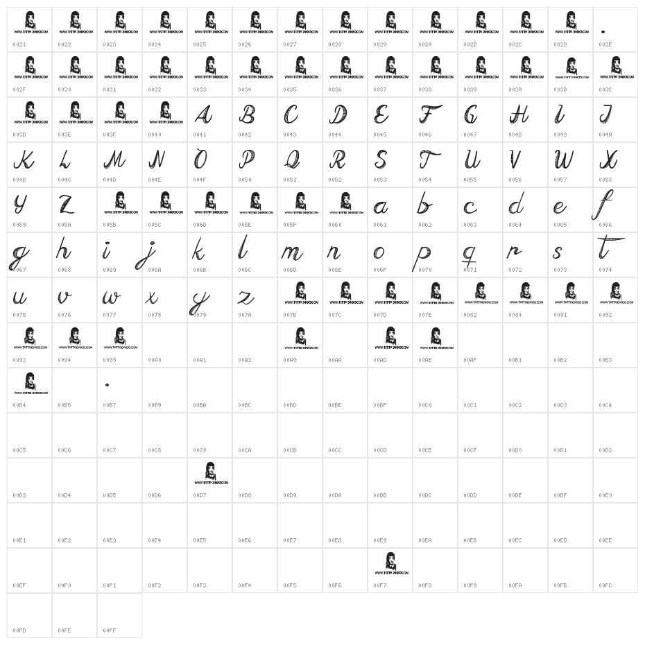 Falling Rain Character Map