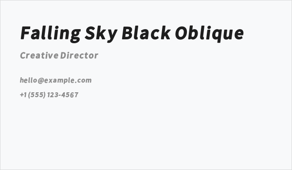 Falling Sky Black Oblique Business Card