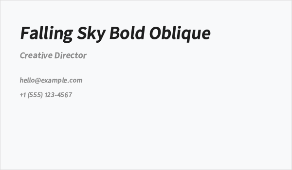 Falling Sky Bold Oblique Business Card